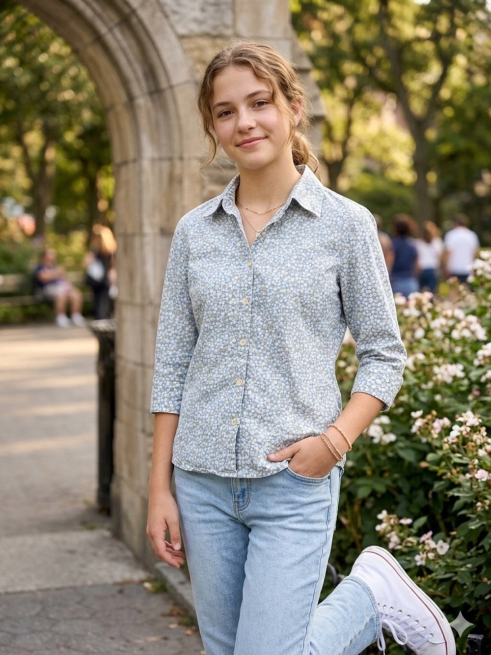 Limited Too Blue Floral Button-Up Shirt